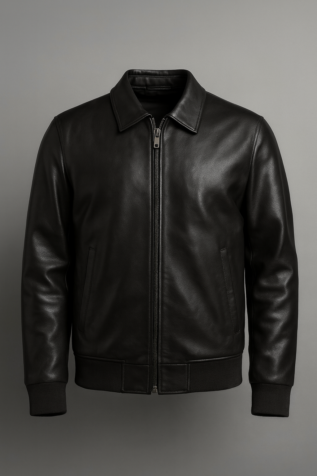 Men’s Premium Lambskin Leather Jacket – Classic Black Edition